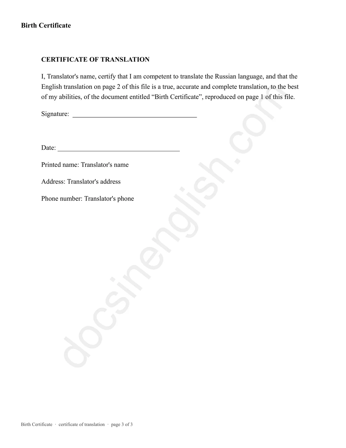 Birth certificate, page 3 of 3