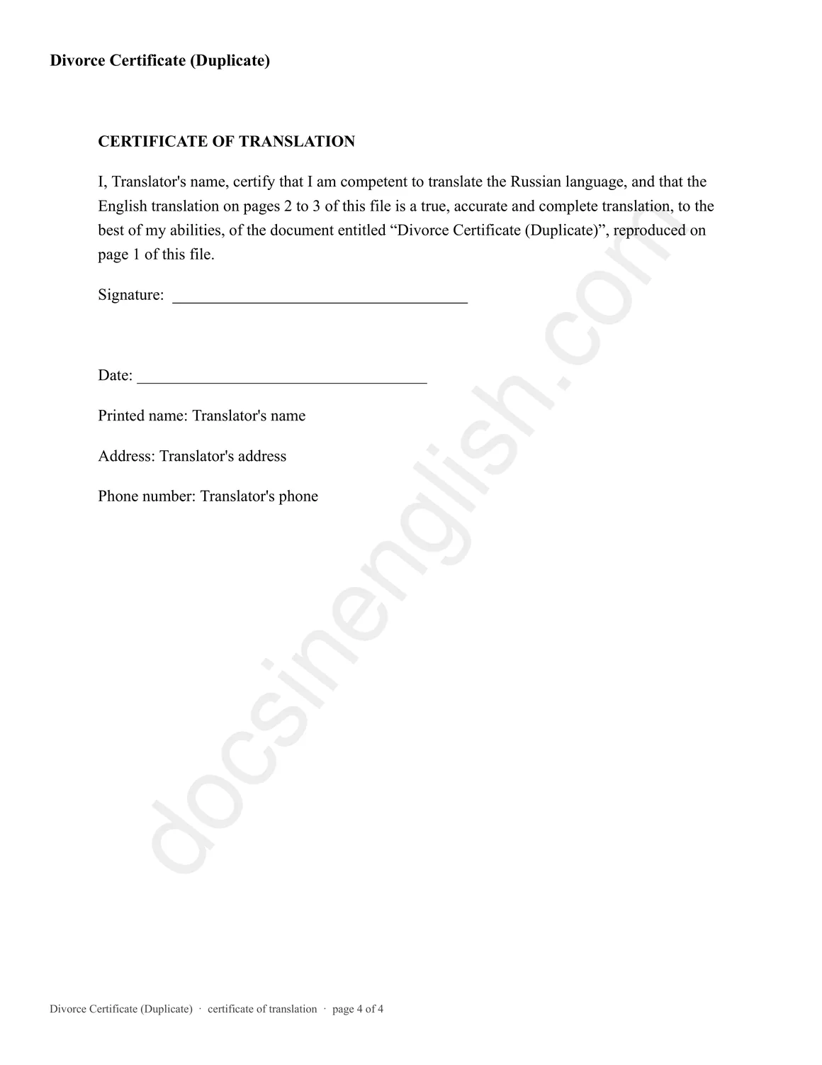 Divorce certificate (duplicate), page 4 of 4